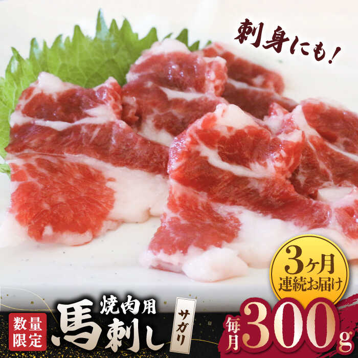 【ふるさと納税】【3回定期便】【数量限定】馬サガリ ひも肉 300g 馬刺し/焼肉用【山鹿食品企画】[ZBO...