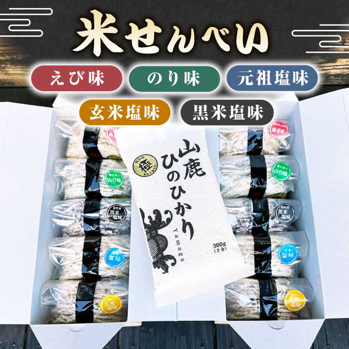 【ふるさと納税】【12回定期便】【極み】米せんべい（えび味、のり味、元祖塩味、玄米塩味、黒米塩味） & ヒノヒカリ【せんべい工房】[ZBQ013]