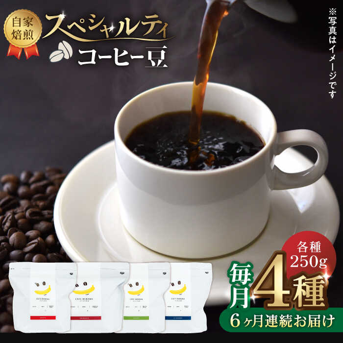 【ふるさと納税】【6回定期便】【豆のまま】自家焙煎 スペシャルティコーヒー 豆 （ 250g × 4種 ）約80杯分【かきやま果実】[ZCJ014]