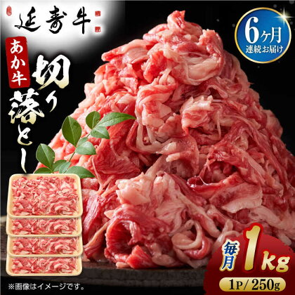 【6回定期便】熊本県産 延寿牛 あか牛 切り落とし 約 250g×4P【有限会社 九州食肉産業】[ZDQ119]