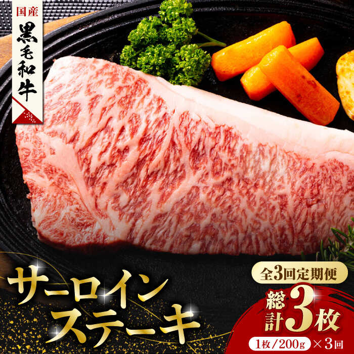 [3回定期便]熊本県産 黒毛和牛 サーロイン ステーキ 1枚 約200g[有限会社九州食肉産業]