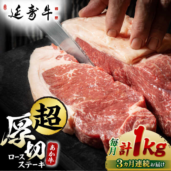 【ふるさと納税】【3回定期便】熊本県産 延寿牛 あか牛 ロース ステーキ 約 500g×2枚【有限会社 九州食肉産業】[ZDQ092]