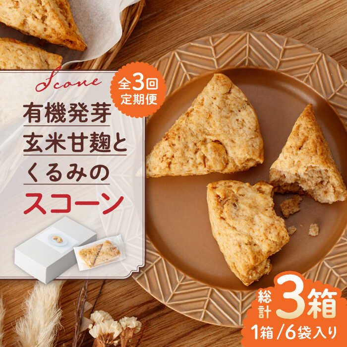 【ふるさと納税】【全3回定期便】有機発芽玄米甘麹とくるみのスコーン【BANBA BON BONS】[ZDW002]