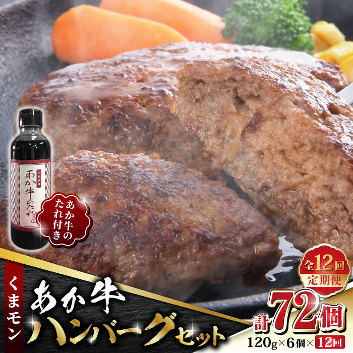 【ふるさと納税】【数量限定】【全12回定期便】くまモン あか牛 ハンバーグ セット　120g×6個【有限会社 三協畜産】[ZEB090]