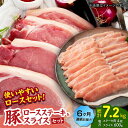 【ふるさと納税】【6回定期便】豚ロースステーキ&スライスセット 約1.2kg(ステーキ用 約150g×4枚・スライス 約300g×2pc)【吉里精肉】[ZEW1...