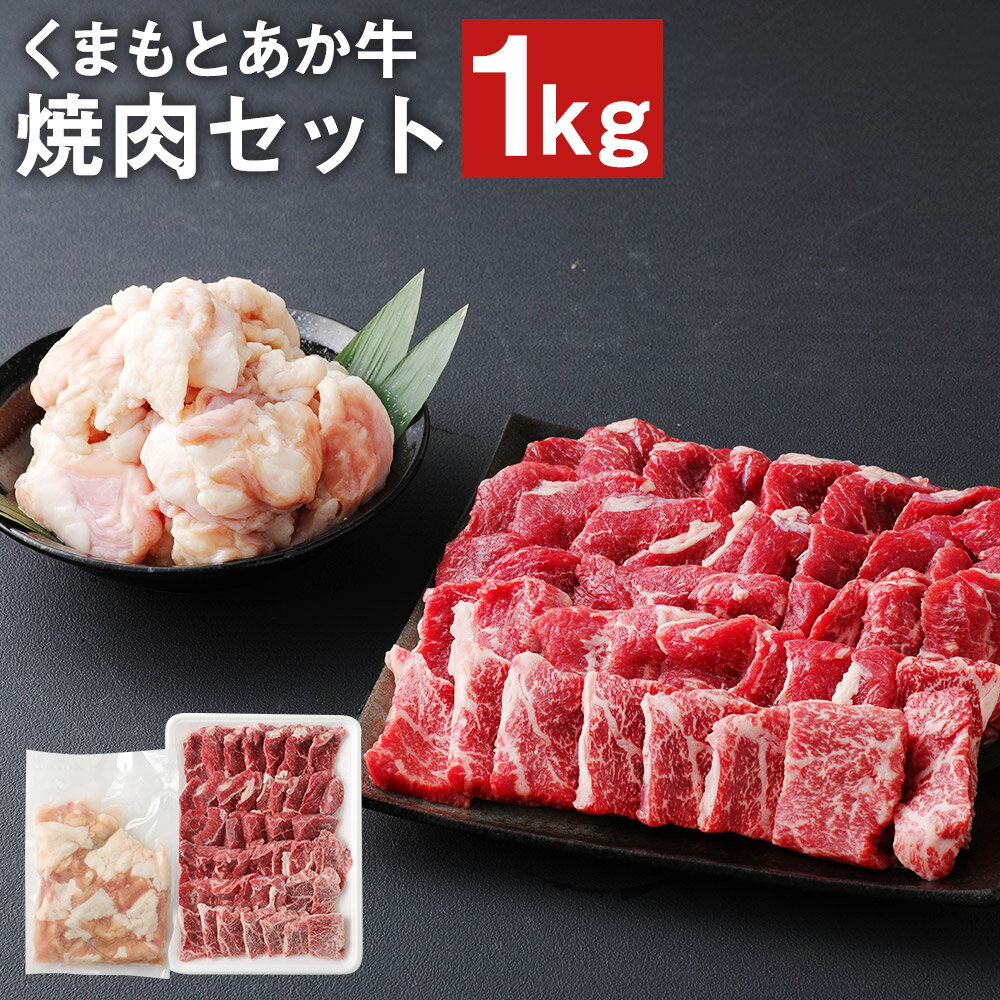 くまもとあか牛 焼肉セット 合計1kg もも700g ホルモン300g 和牛 牛肉 あか牛 赤牛 お肉 精肉 焼肉 BBQ モモ肉 もつ モツ グルメ お取り寄せ 冷凍 熊本県産 国産 菊池市 送料無料