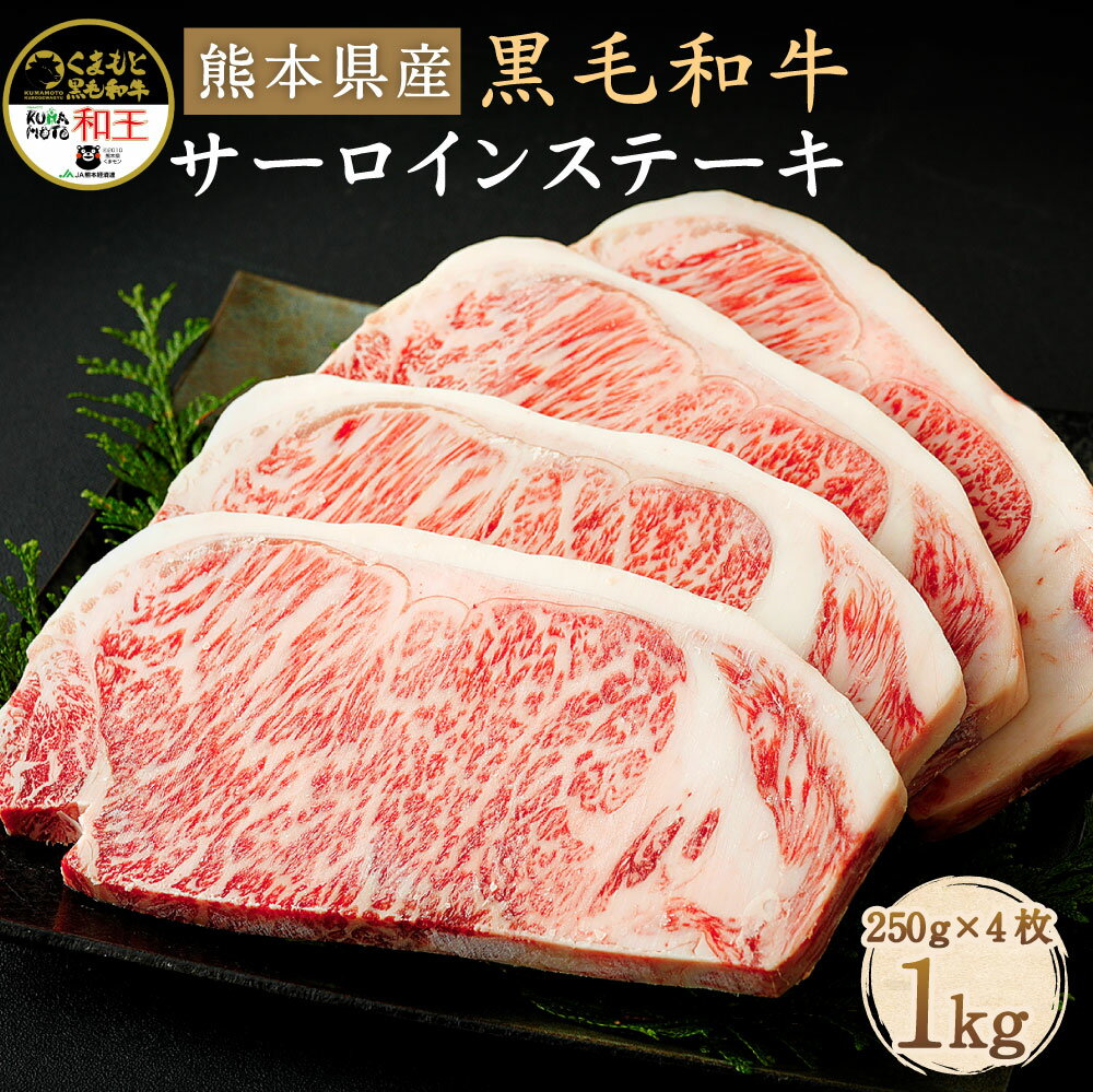 【ふるさと納税】和牛 和王 サーロインステーキ 合計1kg 250g×4枚 熊本県産 黒毛和牛 牛肉 ステーキ 冷凍 九州産 国産 菊池市 送料無料