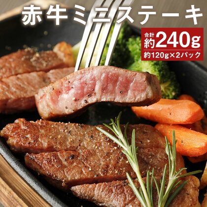 赤牛 ミニステーキ 合計約240g 約120g×2パック ランプ部位使用 ステーキ ミニステーキ お肉 和牛 個包装 小分け 熊本県産 九州産 国産 冷凍 送料無料