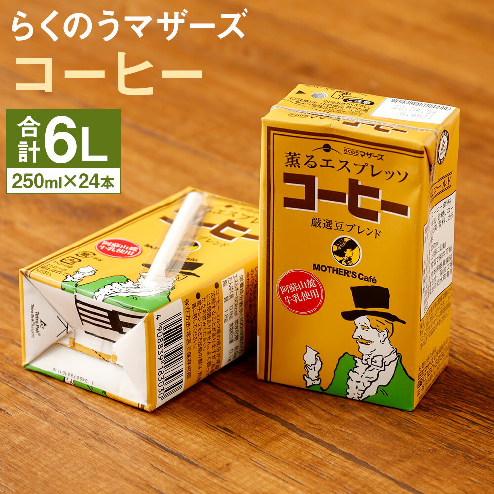 コーヒー 24本 250ml×24本 1ケース コーヒー牛乳 カフェオレ 珈琲 乳飲料 乳性飲料 らくのうマザーズ ドリンク 飲み物 飲料 セット 紙パック 常温保存可能 ロングライフ 熊本県産 送料無料