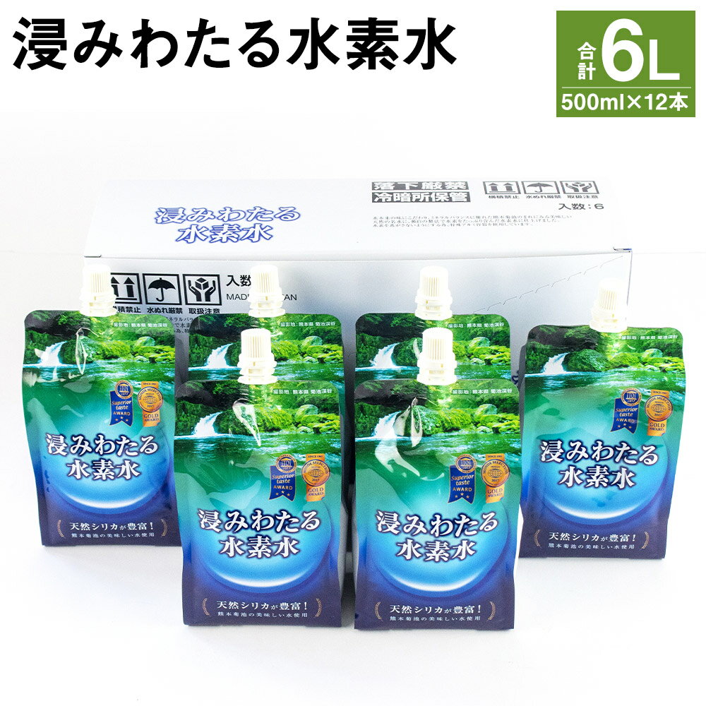 【ふるさと納税】浸みわたる水素水 合計6L 500ml×12