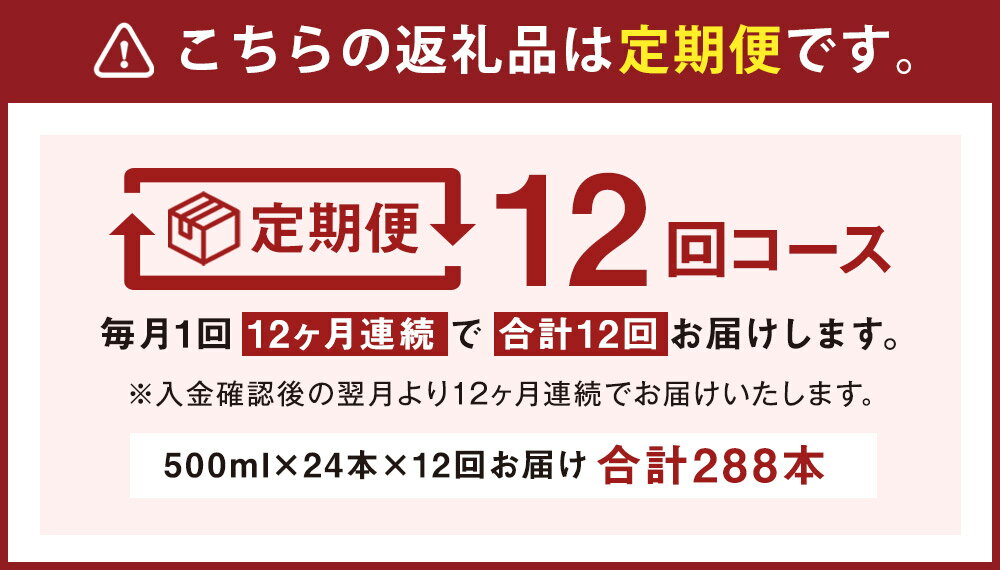 【ふるさと納税】【定期便計12回】シリカ水 500ml×24本【メロンドーム】 500ml×24本×12回お届け 合計288本 シリカ水 ミネラルウォーター 飲料水 ドリンク ペットボトル 12ヶ月定期便 軟水 熊本県 菊池市 送料無料