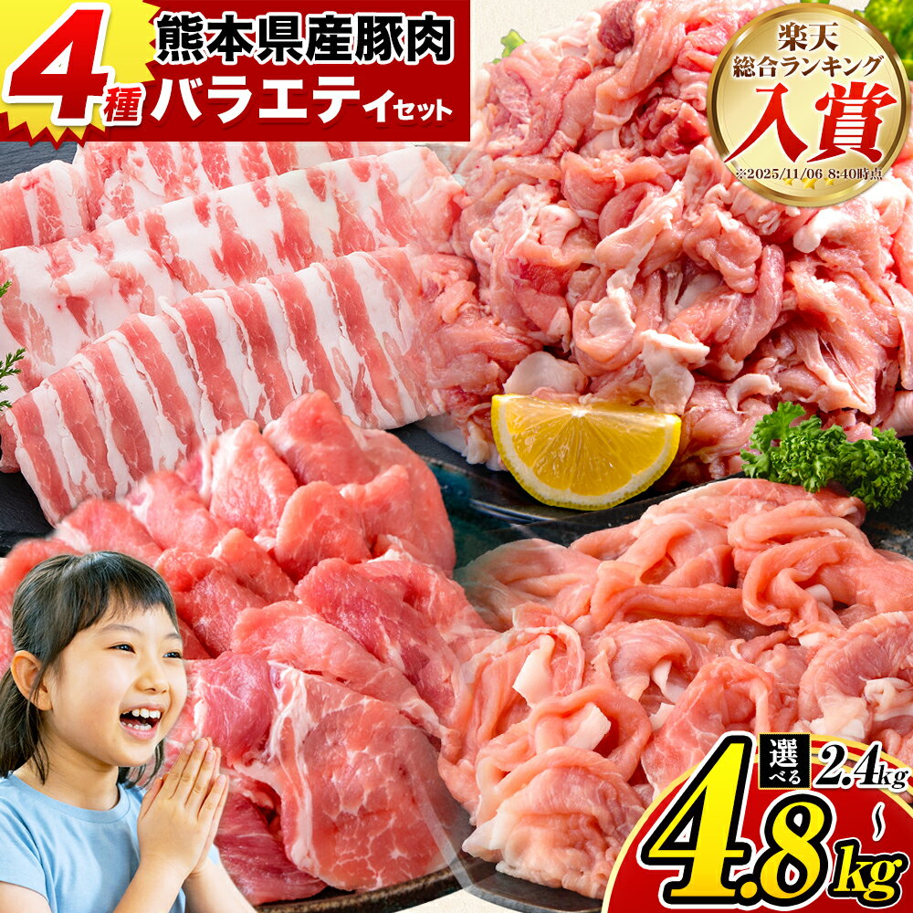 【ふるさと納税】豚肉 ひごの ポーク バラエティ セット 2.4kg 4.8kg 豚肉 しゃぶしゃぶ 切り落とし 豚ロース バラ 豚バラ スライス 以上 定期便 真空 お楽しみセット 不揃い 数量限定 簡易包装 冷凍配送 小分け 《12月出荷》 豚肉のサムネイル