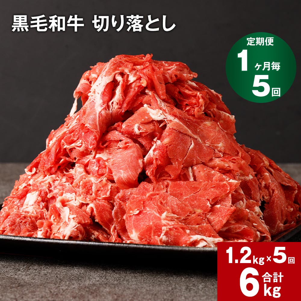 【定期便】【1ヶ月毎5回】黒毛和牛 切り落とし 計6kg(1.2kg×5回) 牛肉 お肉 肉 切り落とし 小分け パック 牛丼 肉じゃが 冷凍 料理 九州 熊本県 菊池市 送料無料