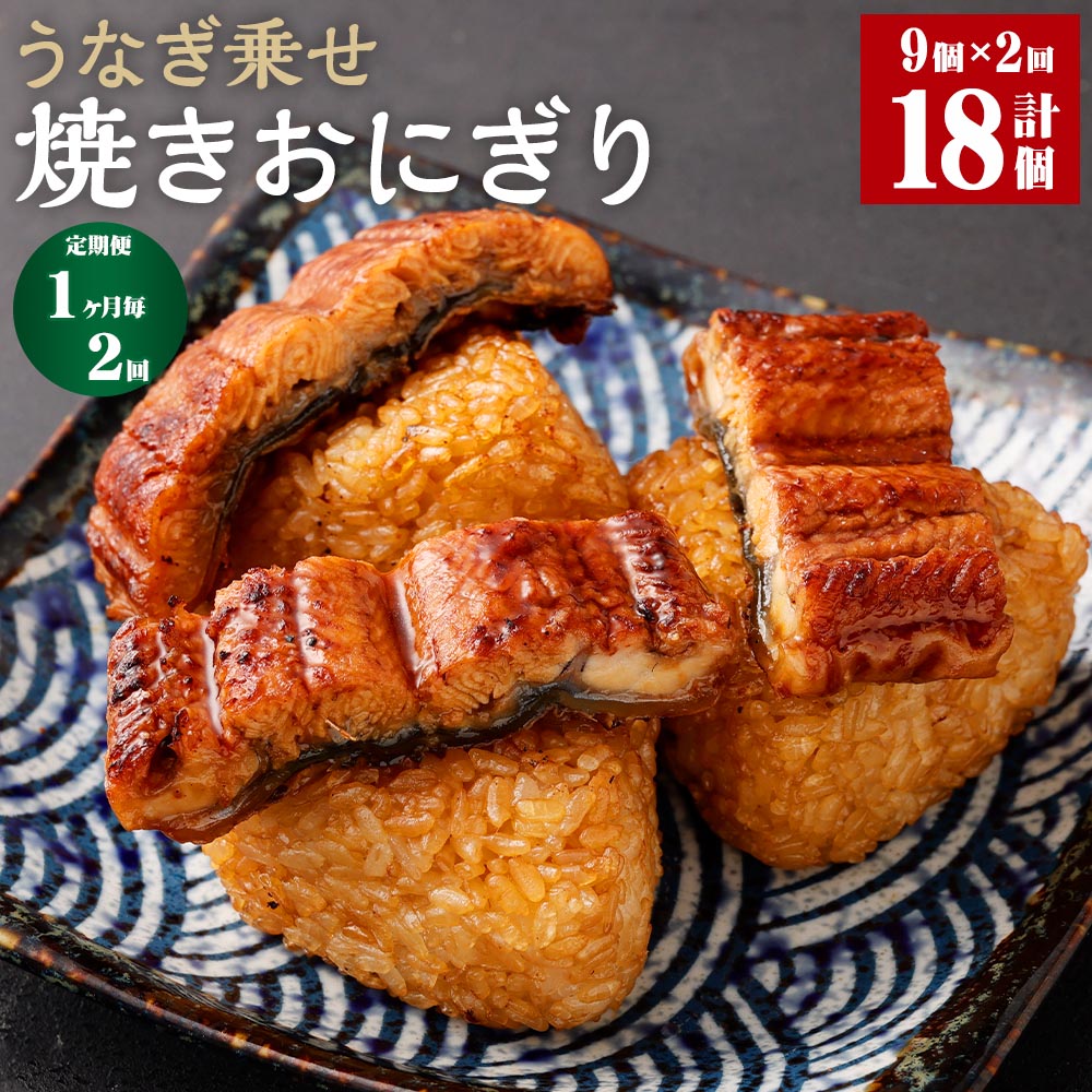 【ふるさと納税】【定期便】【1ヶ月毎2回】うなぎ乗せ 焼きおにぎり 110g×9個 計18個（9個×2回） うるち米 お米 おにぎり うなぎ蒲焼 鰻 ウナギ 醤油ダレ たれ ご飯 惣菜 電子レンジ 簡単調理 冷凍 熊本県 菊池市 送料無料のサムネイル