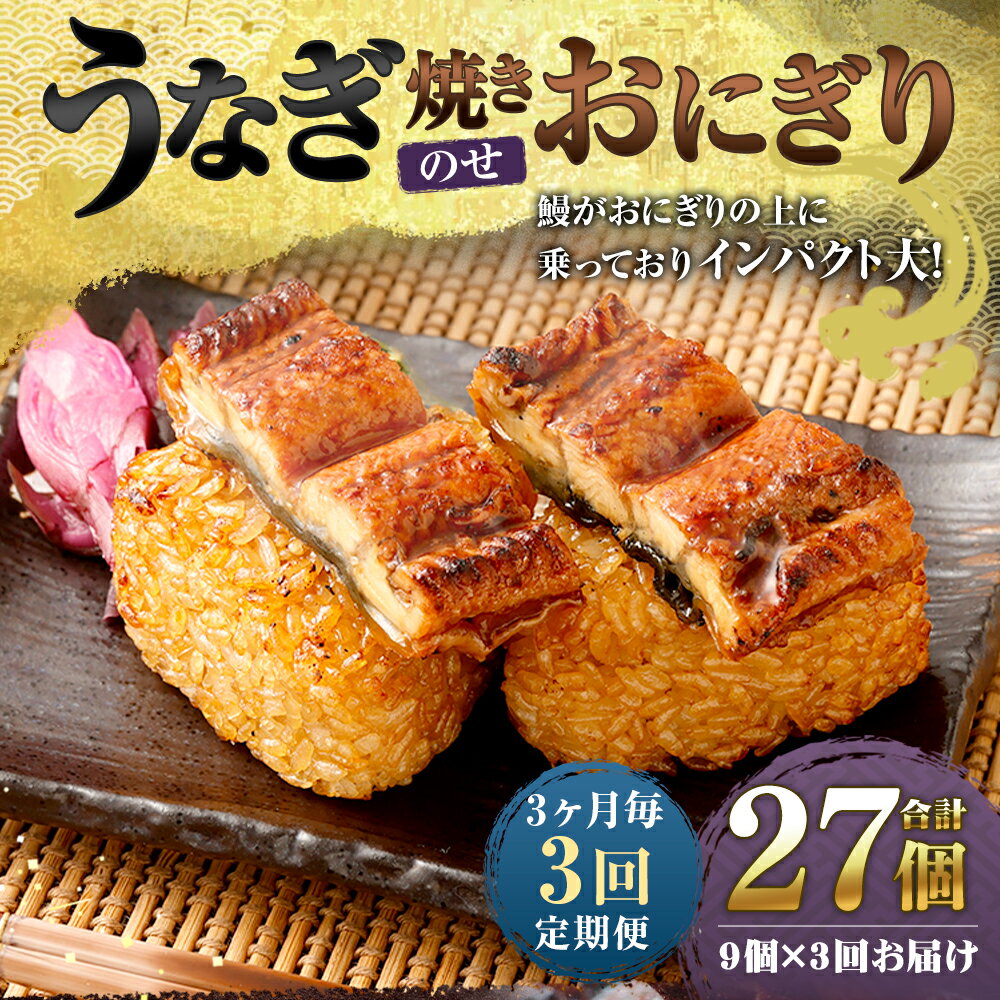 【ふるさと納税】【定期便】【3ヶ月毎3回】うなぎ乗せ 焼きおにぎり 110g×9個 計27個（9個×3回） うるち米 お米 おにぎり うなぎ蒲焼 鰻 ウナギ 醤油ダレ たれ ご飯 惣菜 電子レンジ 簡単調理 冷凍 熊本県 菊池市 送料無料