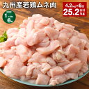 【ふるさと納税】【定期便】【1ヶ月毎6回】九州産若鶏ムネ肉 600g×7袋 計25.2kg(4.2kg×6回) 鶏肉 お肉 ムネ肉 むね肉 小分け 冷凍 九州産...