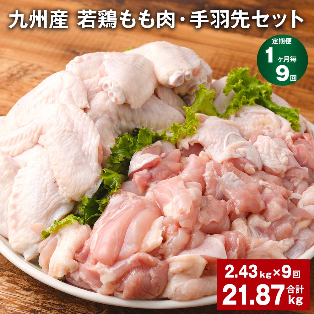 【ふるさと納税】【定期便】【1ヶ月毎9回】九州産 若鶏もも肉・手羽先セット 計21.87kg(2.43kg×9回)鶏肉 肉 鶏 手羽 唐揚げ 詰め合わせ セット 冷凍 九州 国産 熊本県 菊池市 送料無料《お申し込みの翌月から出荷》