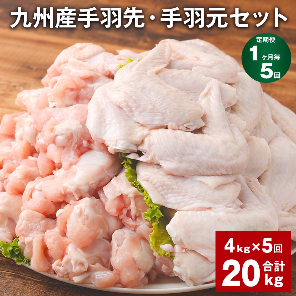 【ふるさと納税】【定期便】【1ヶ月毎5回】九州産手羽先・手羽元セット 計20kg（4kg×5回）鶏肉 肉 鶏 手羽 唐揚げ 詰め合わせ セット 冷凍 九州 国産 熊本県 菊池市 送料無料