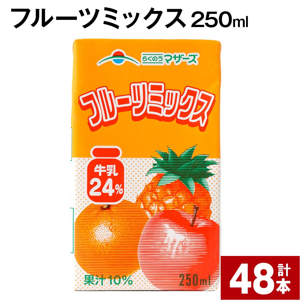 フルーツミックス 250ml 計48本 ミックスジュース らくのうマザーズ フルーツ牛乳 フルーツ ジュース りんご パイナップル オレンジ みかん 紙パック ジュース ドリンク 熊本県産 国産 九州 熊本県 菊池市 送料無料