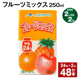 【ふるさと納税】【定期便】【2ヶ月毎2回】フルーツミックス 250ml 24本 計48本（24本×2回） ミックスジュース らくのうマザーズ フルーツ牛乳 フルーツ ジュース りんご パイナップル オレンジ みかん 紙パック 熊本県産 国産 九州 熊本県 菊池市 送料無料