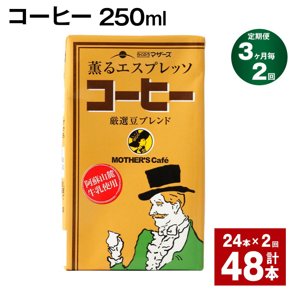 【ふるさと納税】【定期便】【3ヶ月毎2回】コーヒー 250ml 24本 計48本（24本×2回） コーヒー牛乳 カフェオレ 珈琲 らくのうマザーズ 薫るエスプレッソ ドリンク 紙パック 熊本県産 国産 九州 熊本県 菊池市 送料無料