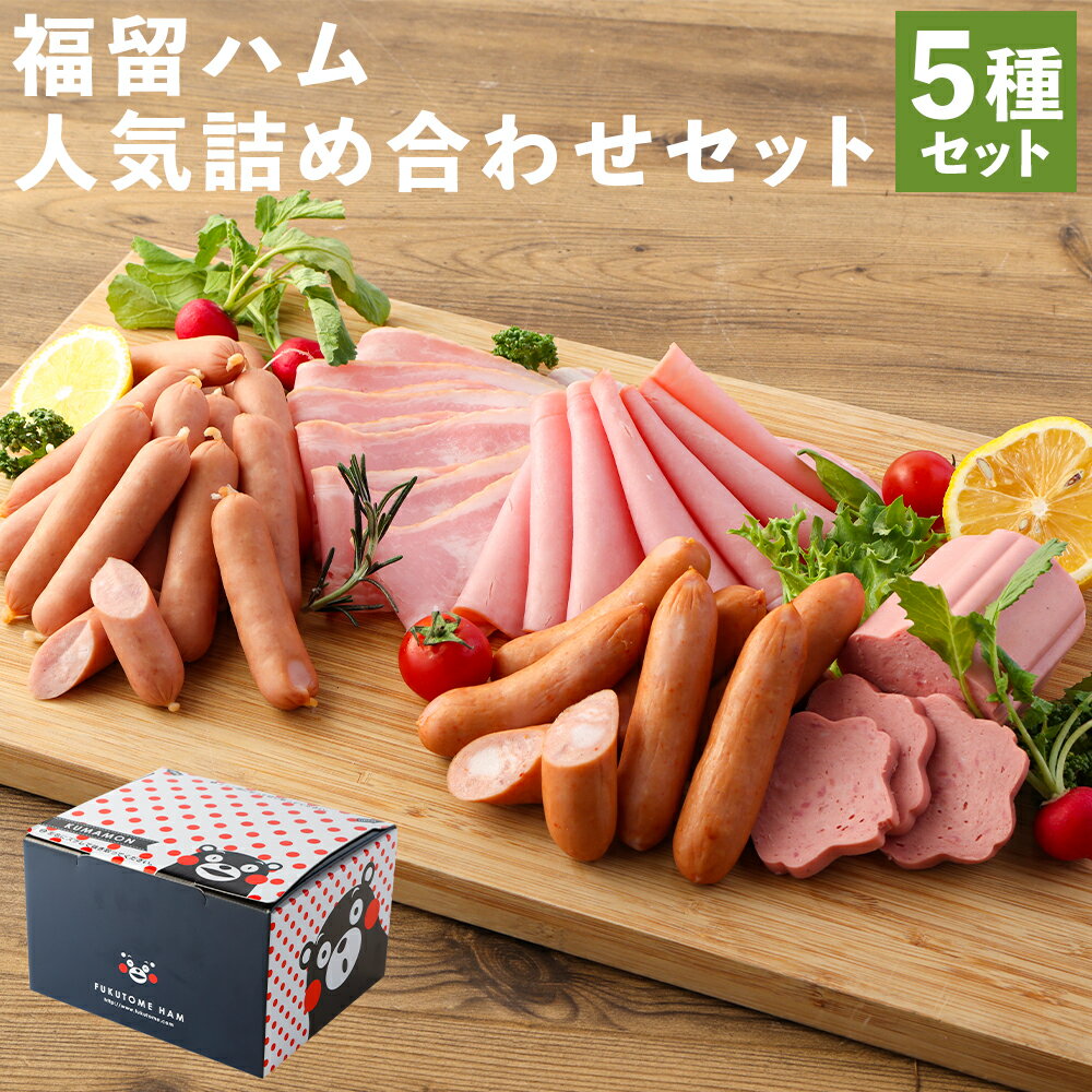 【ふるさと納税】福留ハム 人気詰め合わせセット 5種類 ロースハム ベーコン ウィンナー ソーセージ スライス ウインナー くまモンパッケージ ギフト 贈り物 冷蔵 福留ハム 熊本県 送料無料のサムネイル