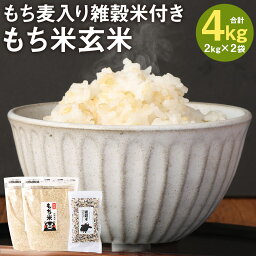 【ふるさと納税】もち米玄米 2kg×2袋 合計4kg もち麦入り雑穀米200g お米 もち米 玄米 ヒヨクモチ 令和5年産 九州産 熊本県産 菊池市産 送料無料