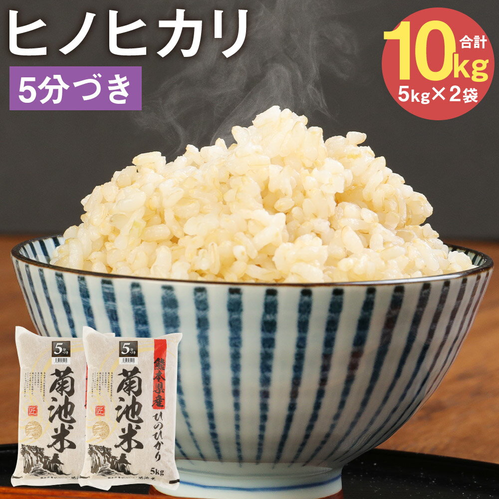 熊本県菊池産 ヒノヒカリ 5kg×2袋 合計10kg 5分づき米 お米 分づき米 令和5年産 九州産 熊本県産 送料無料