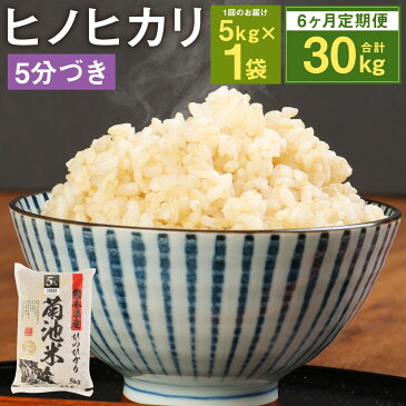 【ふるさと納税】【6ヶ月定期便】熊本県菊池産 ヒノヒカリ 5kg×6回 合計30kg 6回お届け 5分づき米 お米 分づき米 令和3年産 九州産 熊本県産 送料無料