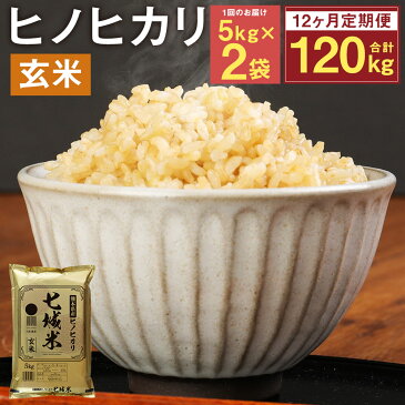 【ふるさと納税】【12ヶ月定期便】熊本県菊池産 ヒノヒカリ 5kg×2袋×12回 合計120kg 12回お届け 玄米 米 お米 令和3年産 九州産 熊本県産 送料無料