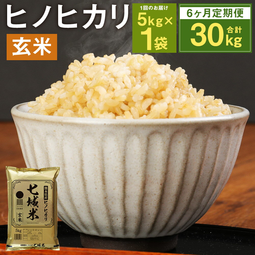 [6ヶ月定期便]熊本県菊池産 ヒノヒカリ 5kg×6回 合計30kg 6回お届け 玄米 米 お米 九州産 熊本県産 送料無料