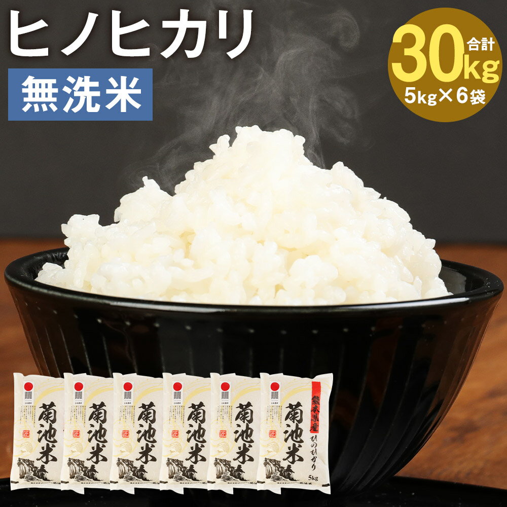 熊本県菊池産 ヒノヒカリ 無洗米 5kg×6袋 合計30kg 精米 お米 白米 令和5年産 九州産 熊本県産 送料無料