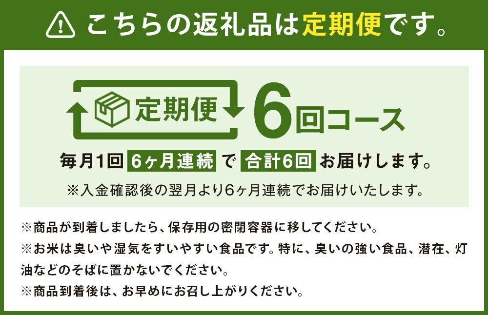 【ふるさと納税】【6ヶ月定期便】熊本県菊池産 ヒノヒカリ 無洗米 5kg×6袋×6回 合計180kg 6回お届け 精米 お米 白米 九州産 熊本県産 送料無料