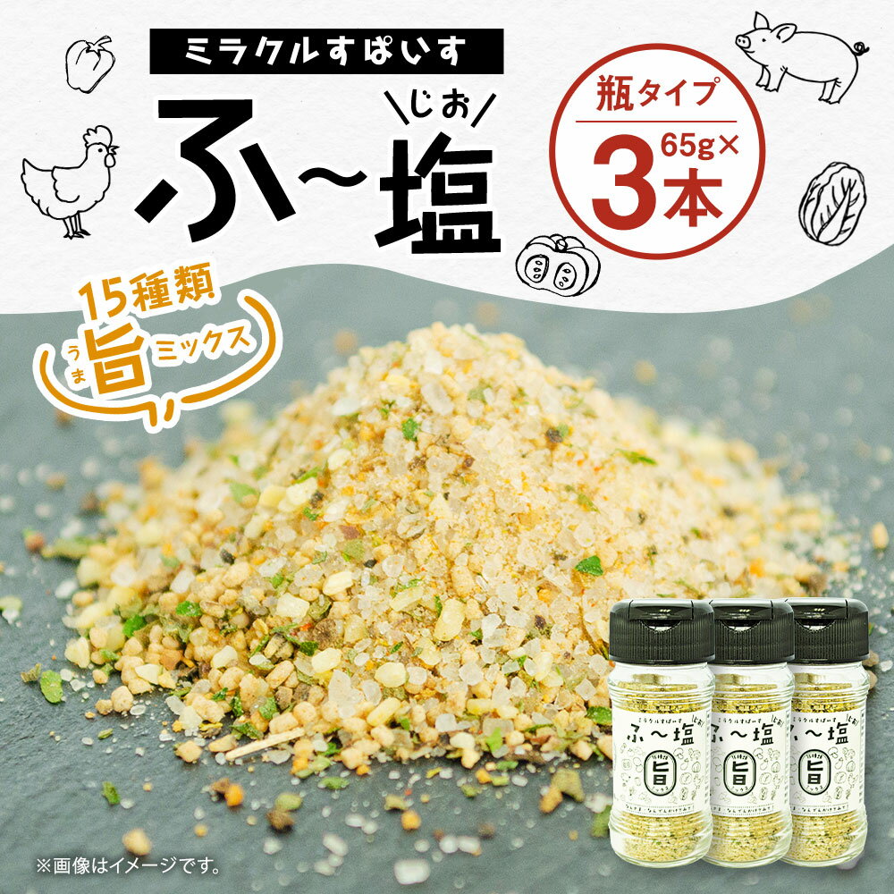 【ふるさと納税】ミラクルすぱいす ふ～塩 旨ミックス 65g×3本 合計195g 調味料 ハーブソルト 塩 天然塩 岩塩 ハーブ スパイス 送料無料