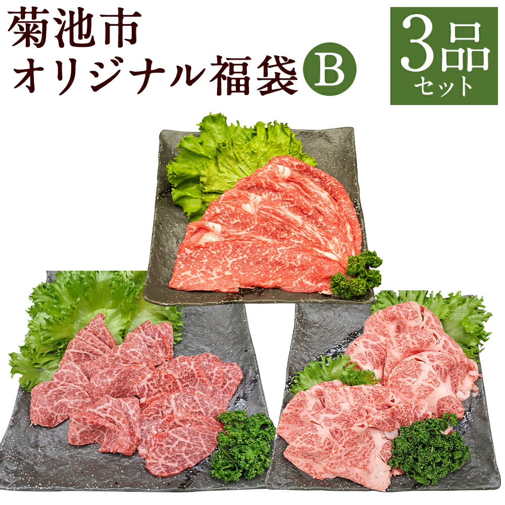 菊池市オリジナル福袋 B 3品セット モモスライス ウデ焼肉用 肩ローススライス 3種類 和牛 お肉 精肉 九州産 国産 冷凍 送料無料