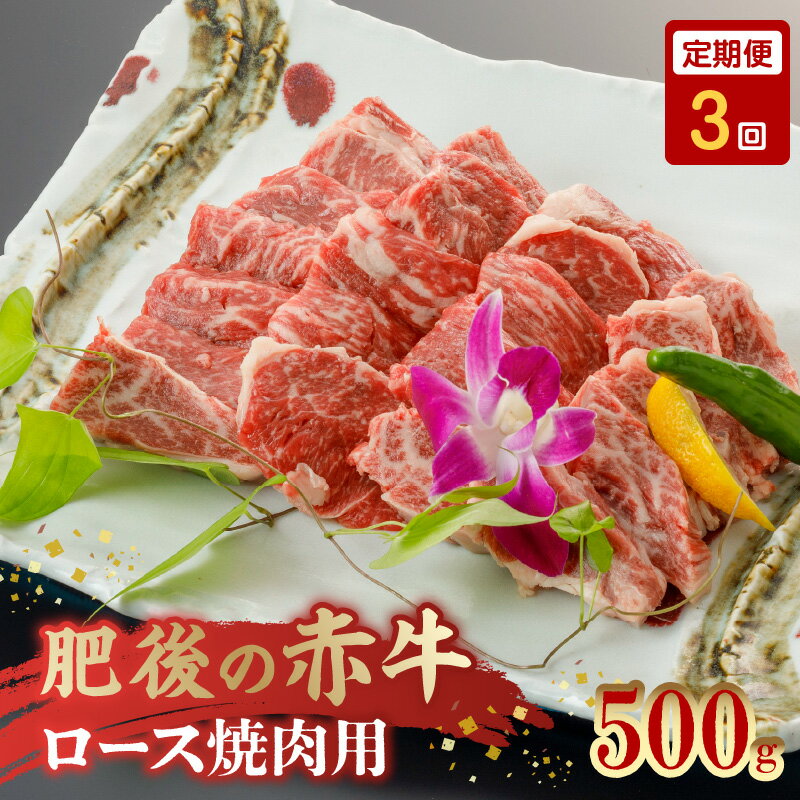 【ふるさと納税】【定期便3回】 肥後の赤牛ロース焼肉用500