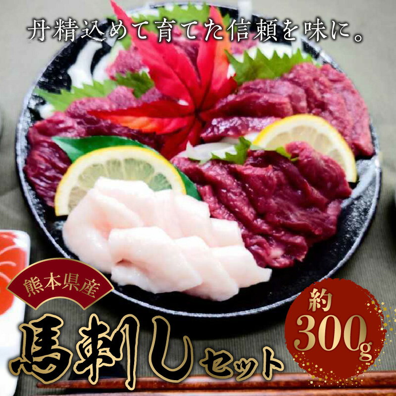 【ふるさと納税】熊本県産馬刺しセット約300g（赤身100g×2・コウネ100g）※タレ、生姜付【熊本県宇土市】