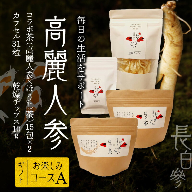 【ふるさと納税】高麗人参 コラボ茶 ほうじ茶 15包 2袋 カプセル 31粒 乾燥チップス 10g 国産 長白參 アクアポニックス 水耕栽培 パウダーカプセル お手軽 持ち運び 便利 生活 サポート サポニン にしきごい ナカファーム お取り寄せ 送料無料【熊本県宇土市】