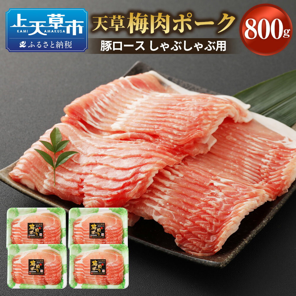 熊本県産 天草梅肉ポーク 豚ロース しゃぶしゃぶ用 800g 200g×4パック 農林水産大臣賞受賞 豚肉 お肉 梅肉エキス 冷凍 国産 送料無料