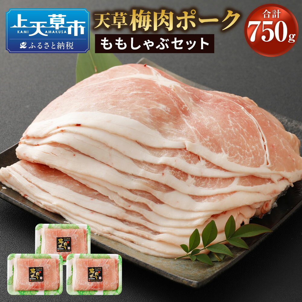 天草梅肉ポーク ももしゃぶセット 合計750g 熊本県産 上天草産 九州産 梅肉 豚肉 ポーク しゃぶしゃぶ モモ肉 冷凍 送料無料