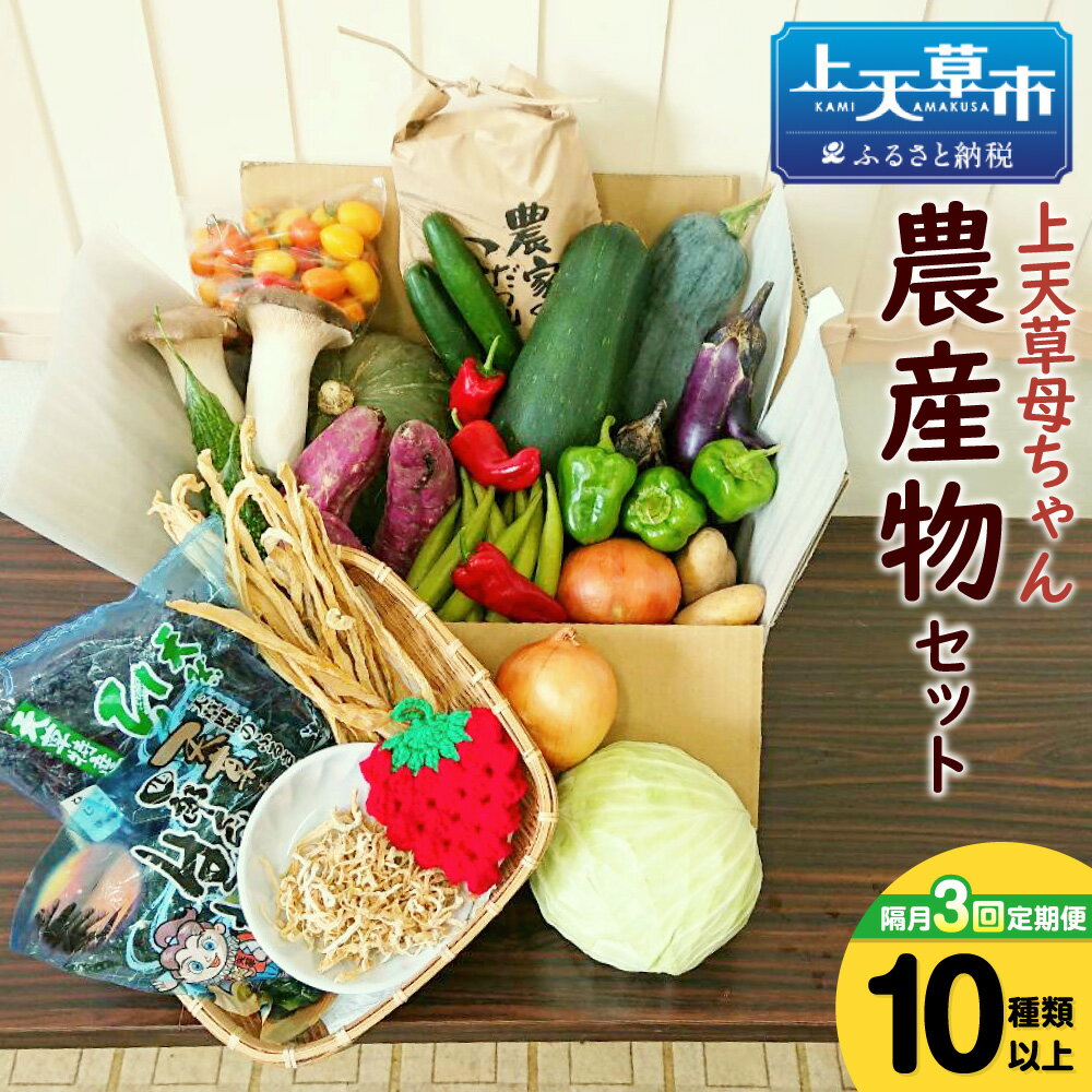 【ふるさと納税】【隔月定期便3回】上天草母ちゃん農産物セット 野菜・お米・加工品10種類以上！ 野菜...