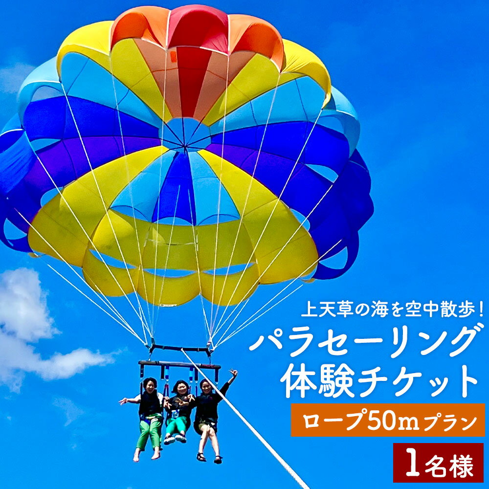 [3月〜11月体験実施]上天草の海を空中散歩! パラセーリング 体験チケット (ロープ50mプラン) 1名様 マリンスポーツ パラシュート チケット 上天草 送料無料