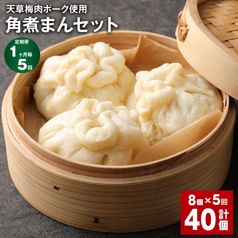 【ふるさと納税】【定期便】【1ヶ月毎5回】天草梅肉ポーク使用 角煮まんセット 計40個（8個×5回） 豚まん 豚肉 お肉 詰め合わせ お手軽 セット 肉まん 中華まん 点心 冷凍 熊本県 上天草市 送料無料