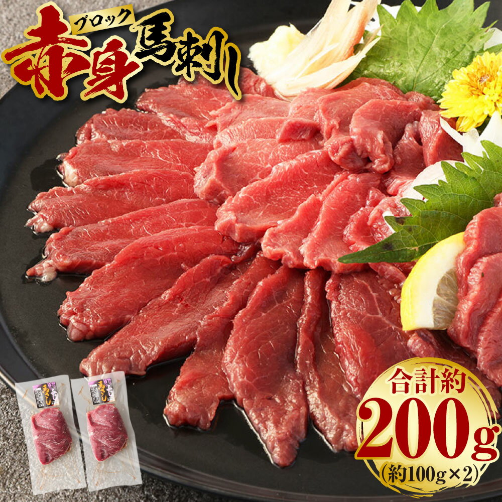 赤身 馬刺しブロック 約200g 約100g×2 肉 お肉 馬肉 馬刺 冷凍 刺身 刺し身 惣菜 グルメ 上天草市 送料無料