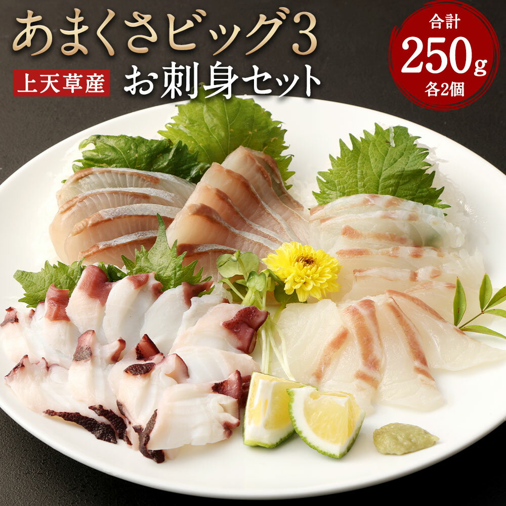 「あまくさビッグ3」 お刺身セット 合計約250g 各2個 魚 刺身 お刺身 刺し身 魚介類 カンパチ タイ タコ かんぱち 鯛 たい たこ 蛸 上天草産 冷凍 送料無料