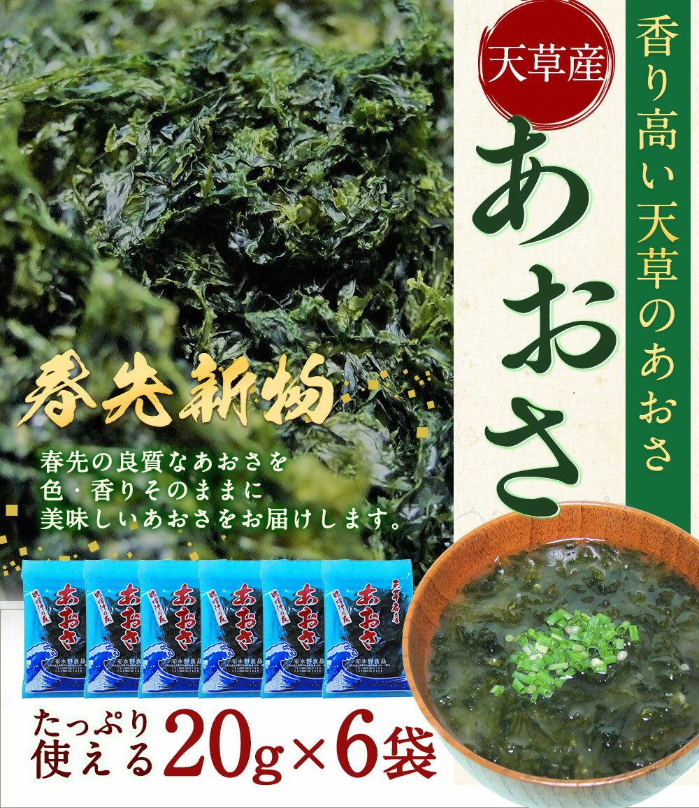 【ふるさと納税】天草産あおさ (乾燥) 20g×6袋 乾燥あおさ アオサ 青のり 熊本県産 九州 海藻 あおさ のり 青さのり あおさ海苔 味噌汁 aosa ヒトエグサ 熊本フード ふるさと納税天草市 ふるさと納税あおさ 故郷納税 返礼品 味噌汁の具 お味噌汁 高級食材 乾物 小分け