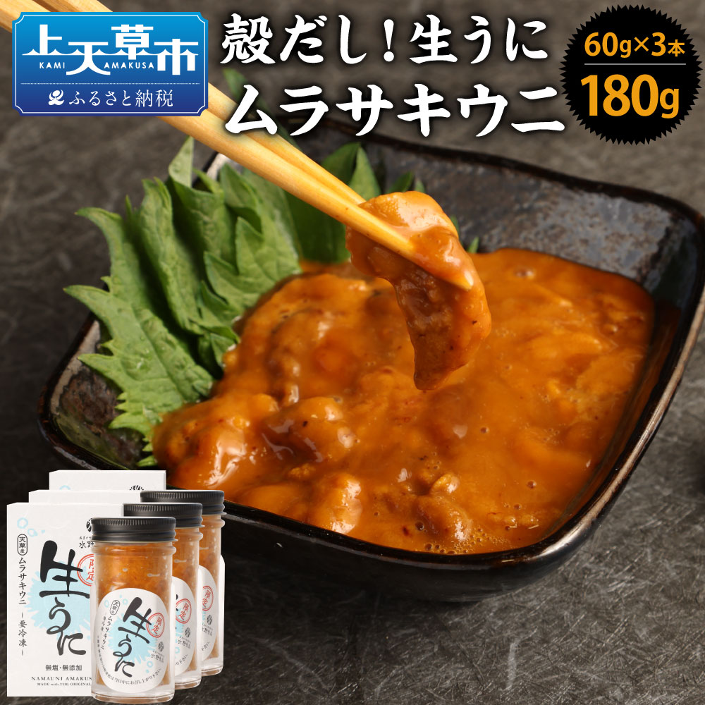 50位! 口コミ数「0件」評価「0」殻だし!生うに 熊本県天草産ムラサキウニ 合計180g(60g×3本) うに ウニ 雲丹 数量限定 季節限定 おつまみ 無塩 無添加 瓶 海･･･ 