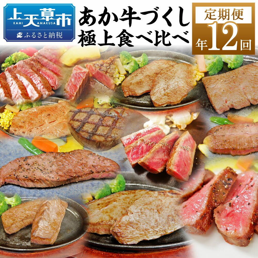 【ふるさと納税】【定期便年12回】熊本県産あか牛づくし極上食べ比べ あか牛 牛 牛肉 肉 ステーキ サーロイン ランプ 肩ロース イチボ 三角バラ カイノミ ミスジ クリミ ザブトン シャトーブリアン リブロース モモ 食べ比べ 国産 九州産 熊本県産 冷凍 送料無料