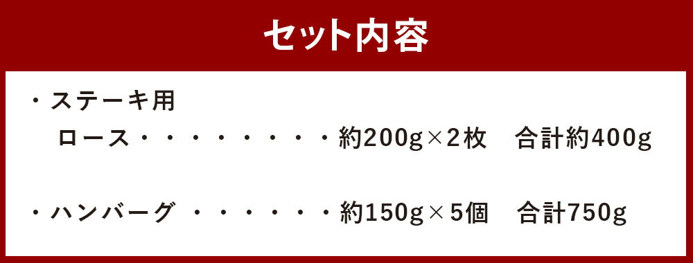 【ふるさと納税】くまもとあか牛 ステーキ・ハンバーグセット 合計約1.15kg あか牛 牛肉 和牛 赤身肉 肉 ロース ハンバーグ ステーキ 手ごね 惣菜 セット 詰め合せ 詰め合わせ 国産 九州産 熊本県産 食品 個包装 冷凍 送料無料