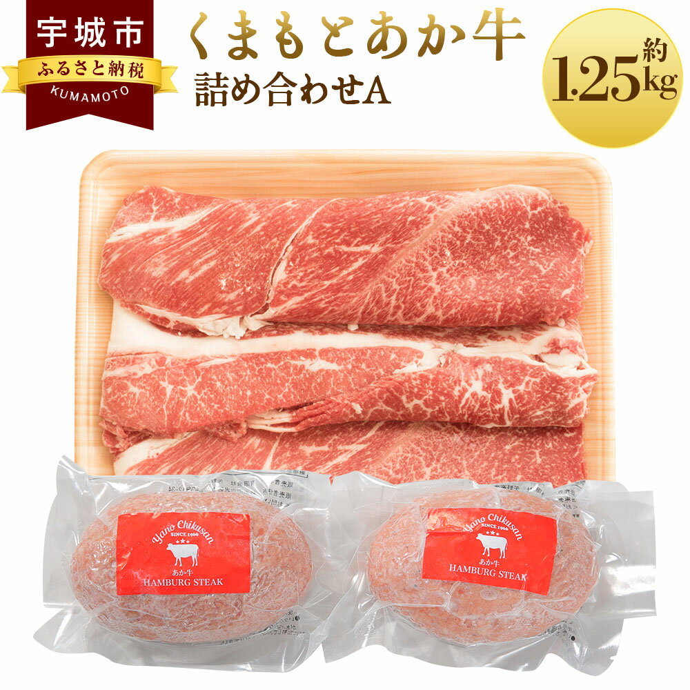 【ふるさと納税】くまもとあか牛 詰め合わせA 合計約1.25kg あか牛 牛肉 和牛 赤身肉 肉 切落し ハンバーグ 手こね セット 詰め合わせ 国産 九州産 熊本県産 食品 冷凍 送料無料